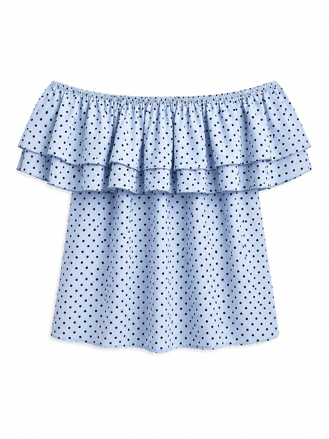Polka Dot Ruffle Off-Shoulder Blouse - White - Product Image 4
