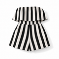 Striped Strapless Pocket Romper - White Black - Product Image 3