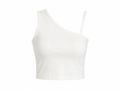 Women's Asymmetrical Cotton Tank Top - Khaki - Product Image 3