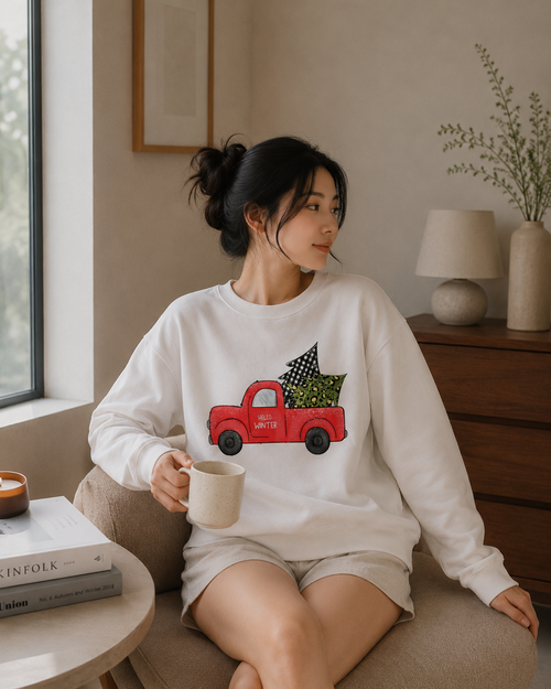 Christmas Truck Crewneck Sweatshirt - Dark Heather - Product Image 1