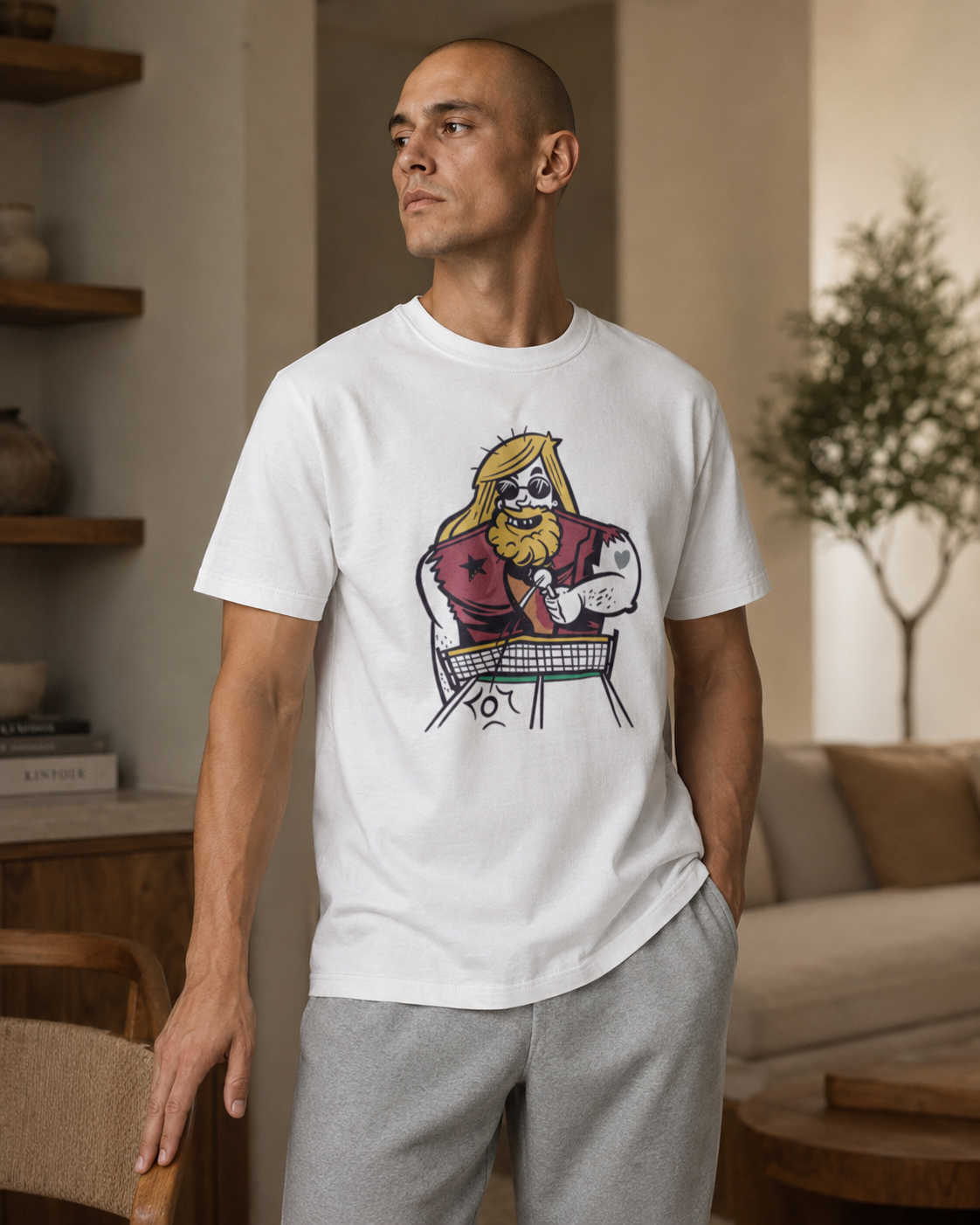 Men's Table Tennis Graphic T-Shirt - Pure White - Product Image 1