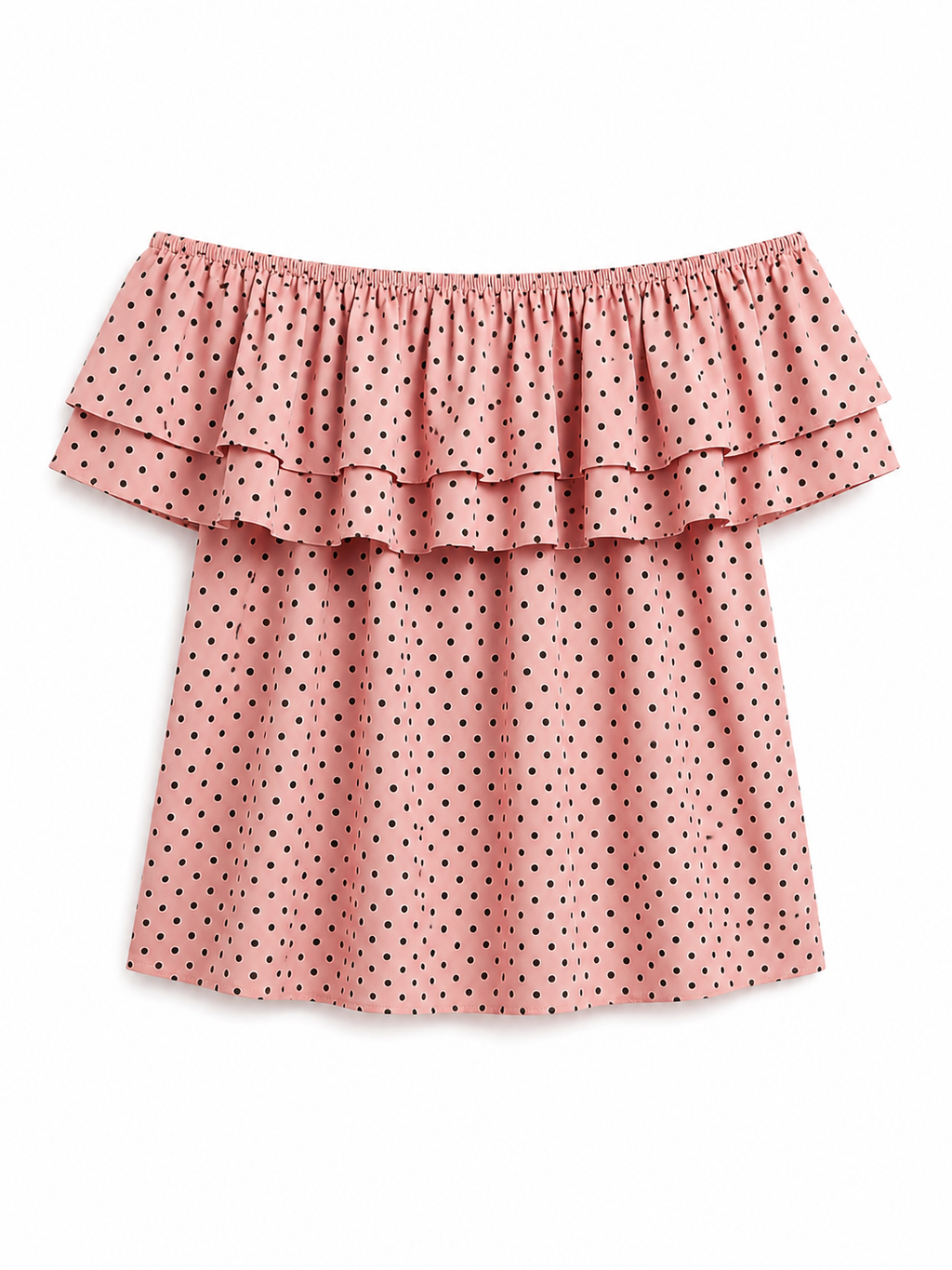 Polka Dot Ruffle Off-Shoulder Blouse - White - Product Image 6