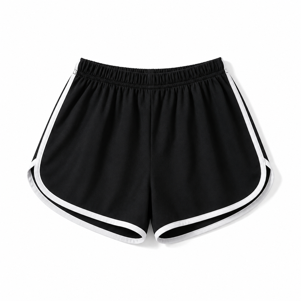 Women's Asymmetric Performance Crop Shorts - Black - Product Image 3