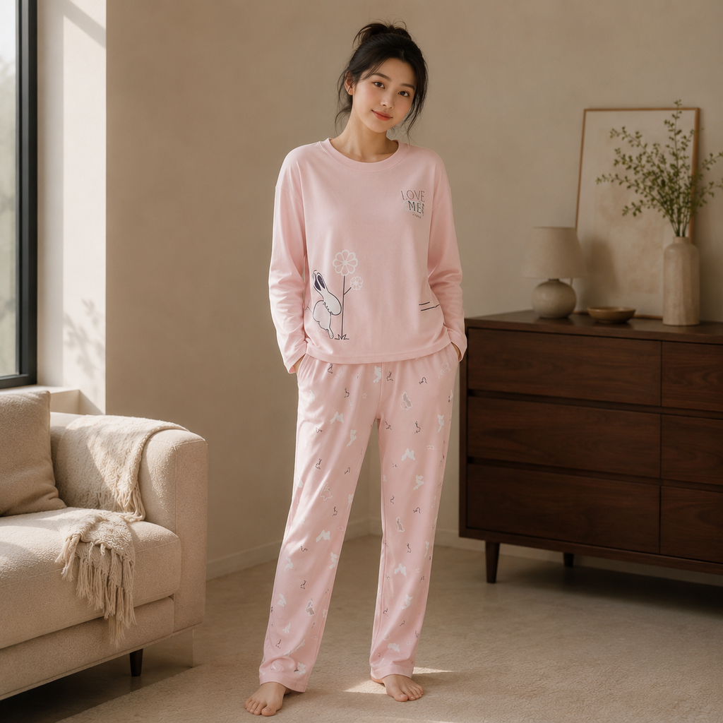 Women's Cozy Long-Sleeve Pajama Set - Blue - Product Image 2