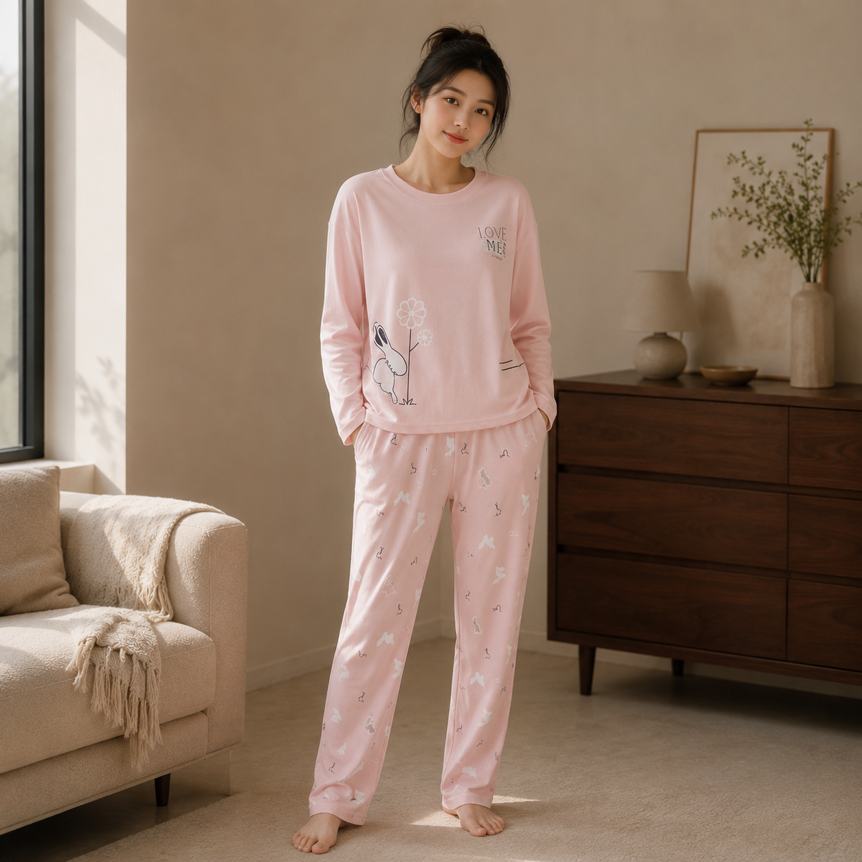 Women's Cozy Long-Sleeve Pajama Set - Blue - Product Image 2