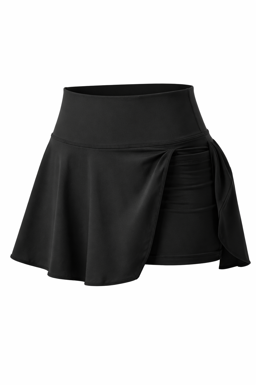 High-Waist Pleated Tennis Skirt — Black — Mockup