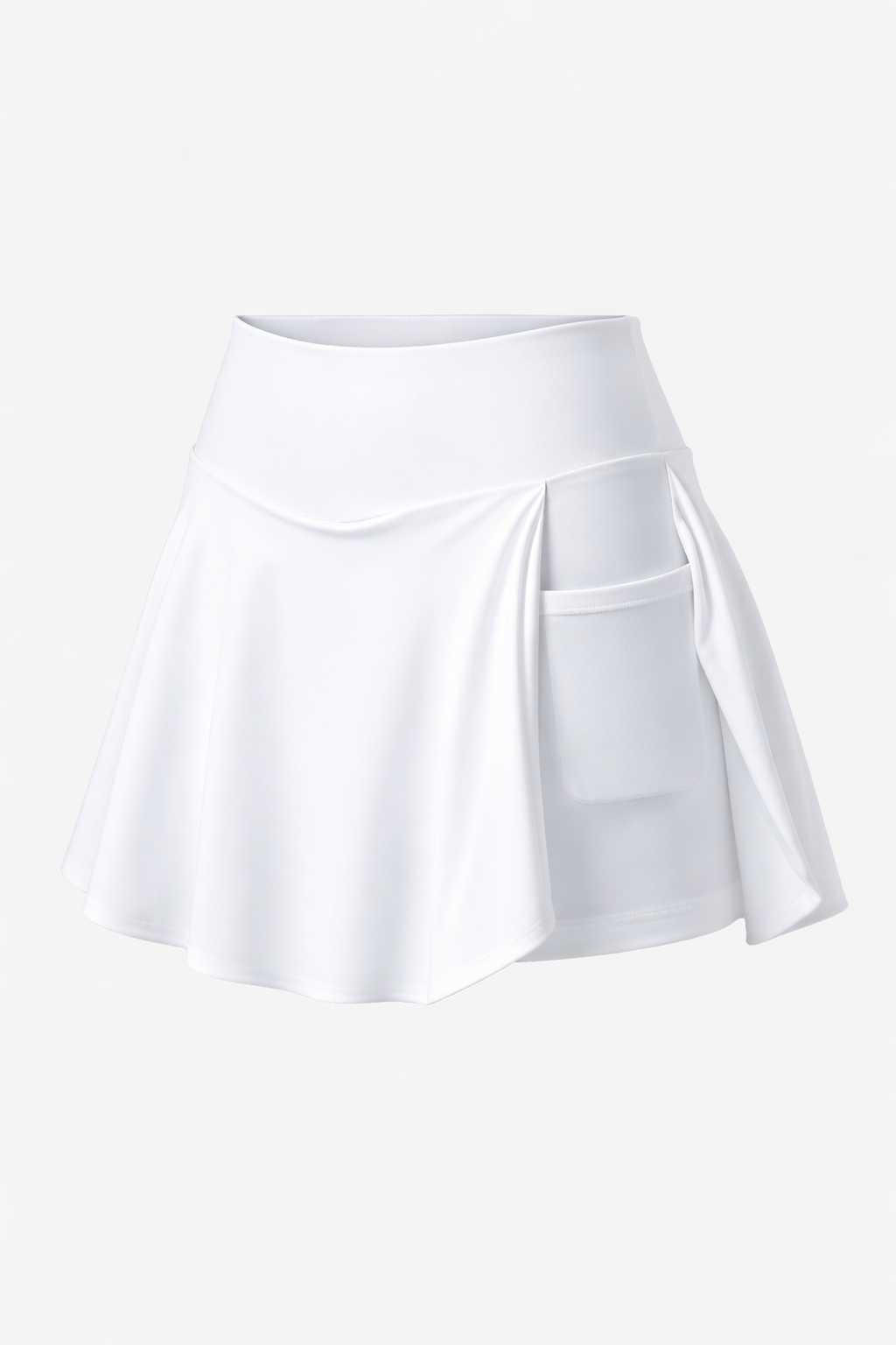 High-Waist Pleated Tennis Skirt — White — Mockup