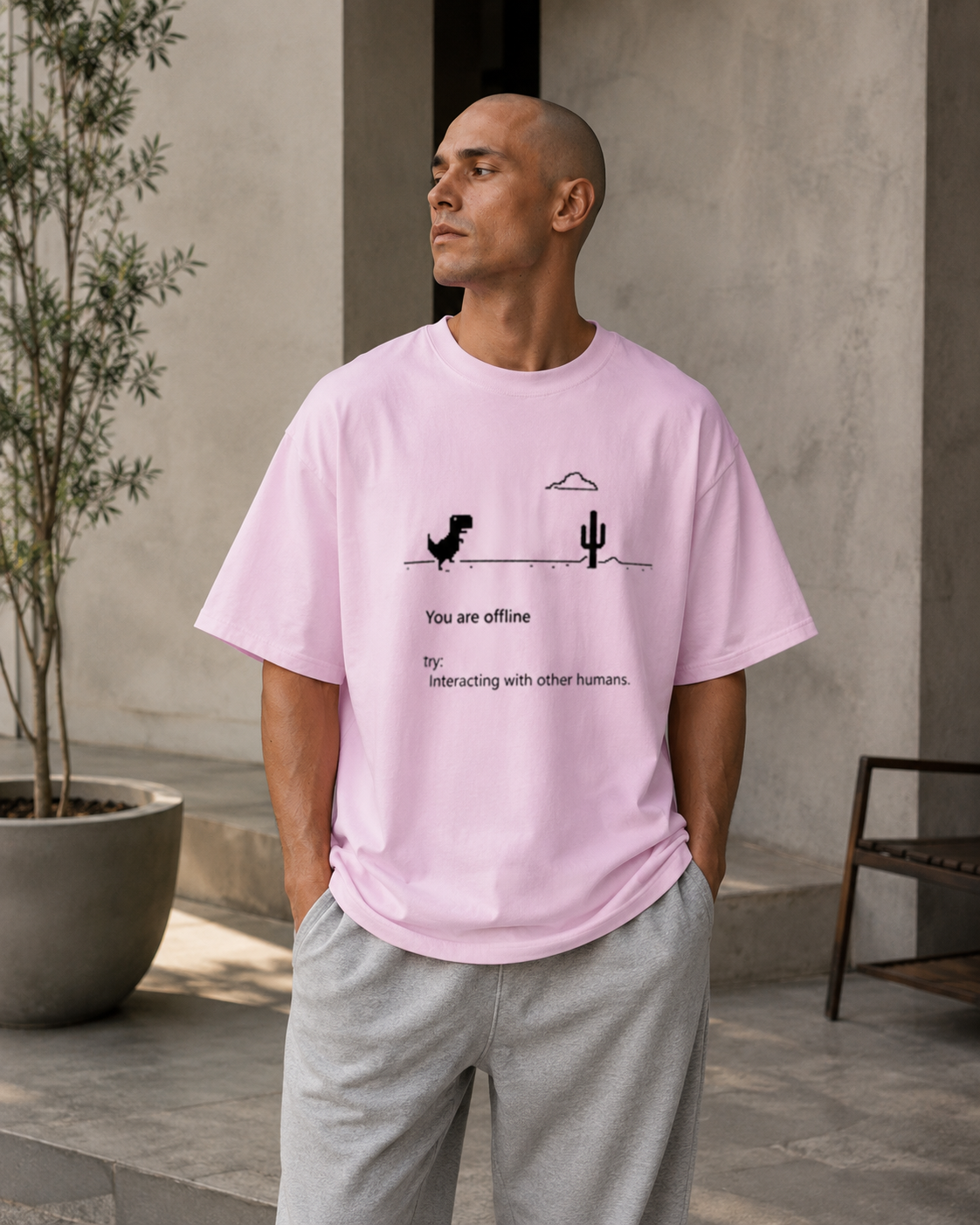 Men's Loose-Fit Graphic T-Shirt - White - Product Image 4