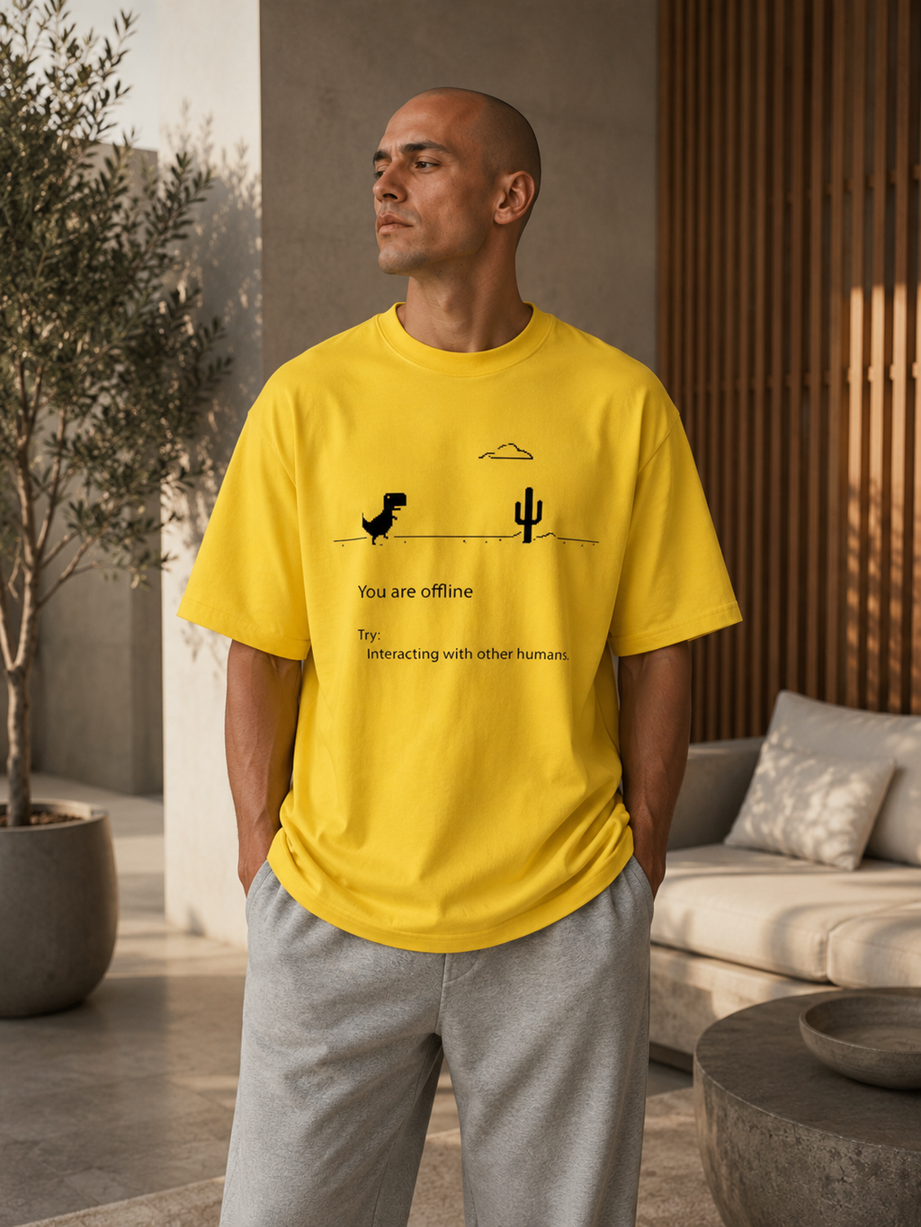 Men's Loose-Fit Graphic T-Shirt - White - Product Image 1
