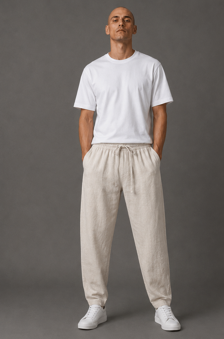 Men's Relaxed Drawstring Pants - Navy Blue - Product Image 6