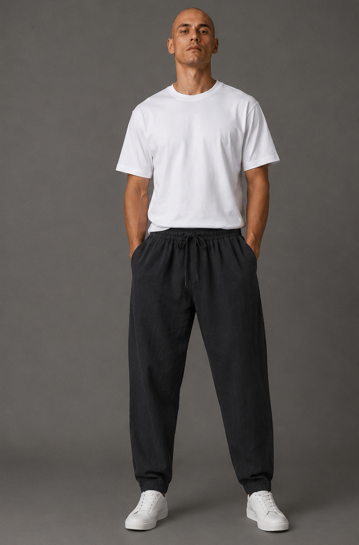 Men's Relaxed Drawstring Pants - Navy Blue - Product Image 5
