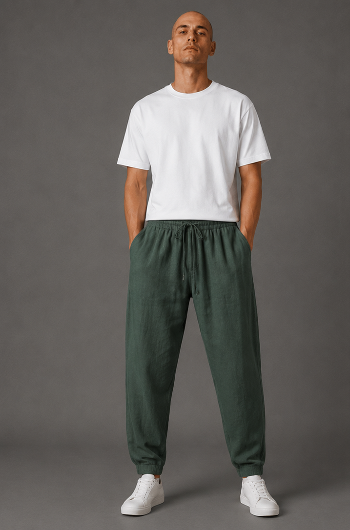 Men's Relaxed Drawstring Pants - Navy Blue - Product Image 3