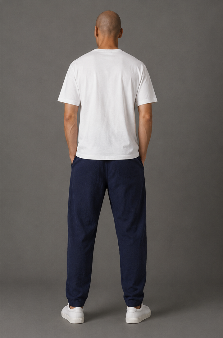 Men's Relaxed Drawstring Pants - Navy Blue - Product Image 2