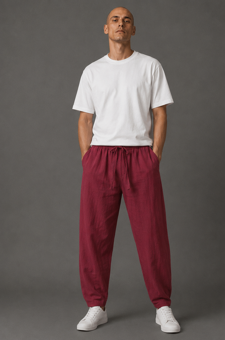Men's Relaxed Drawstring Pants - Navy Blue - Product Image 4