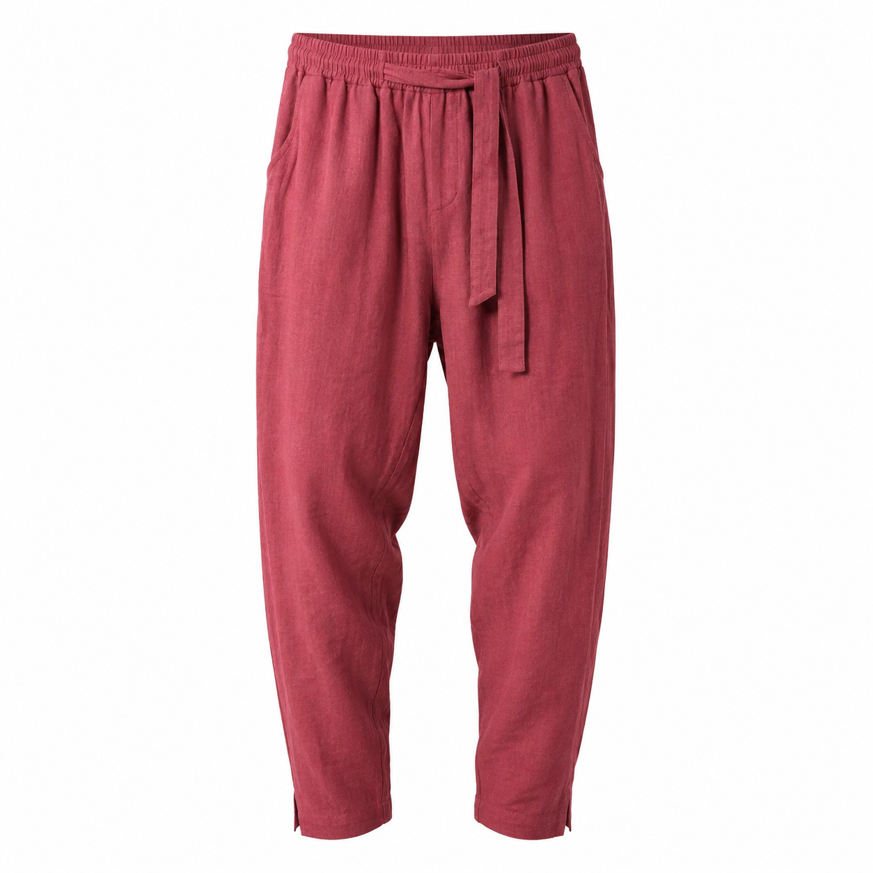 Men's Relaxed Drawstring Pants - Wine Red - Product Image 9