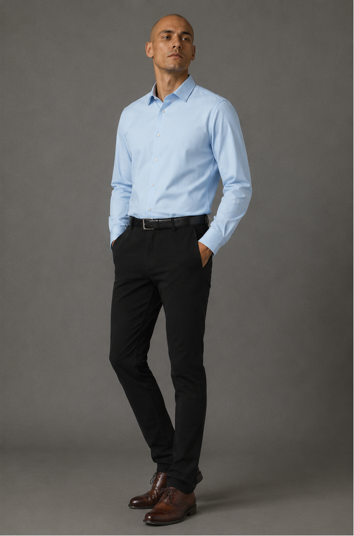 Men's Slim-Fit Business Pants - Black - Product Image 2