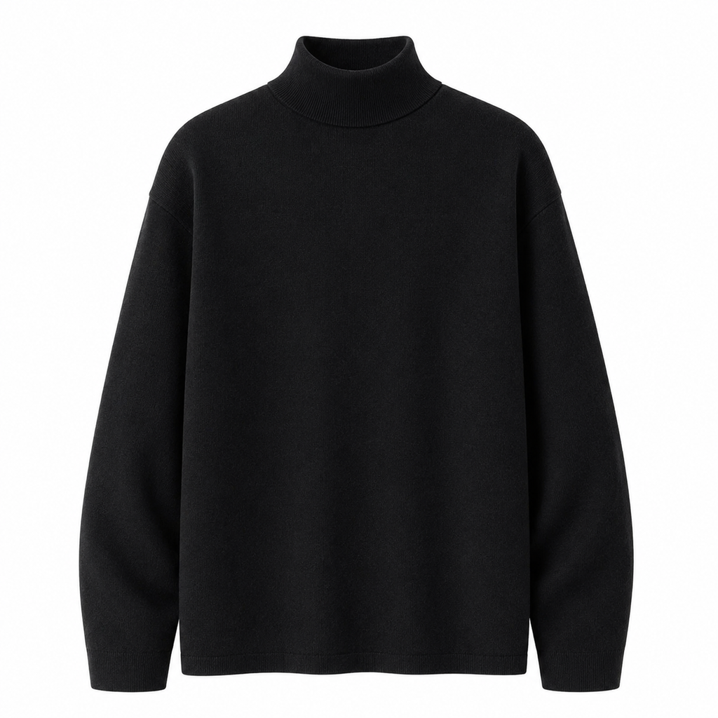 Men's Stand-Collar Long-Sleeve T-Shirt - Black - Product Image 2