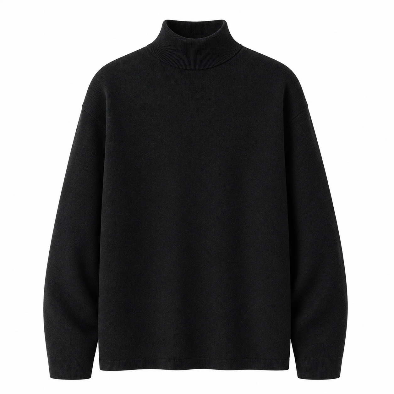 Men's Stand-Collar Long-Sleeve T-Shirt - Black - Product Image 2