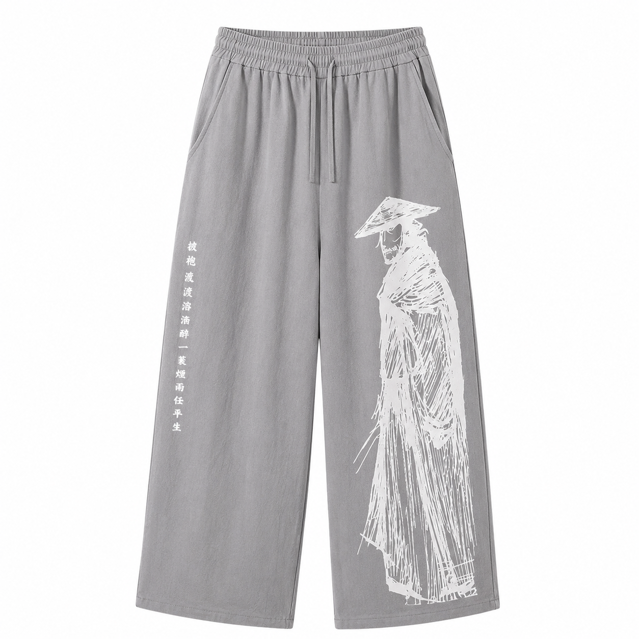 Men's Printed Cotton-Linen Cropped Pants - Black - Product Image 4