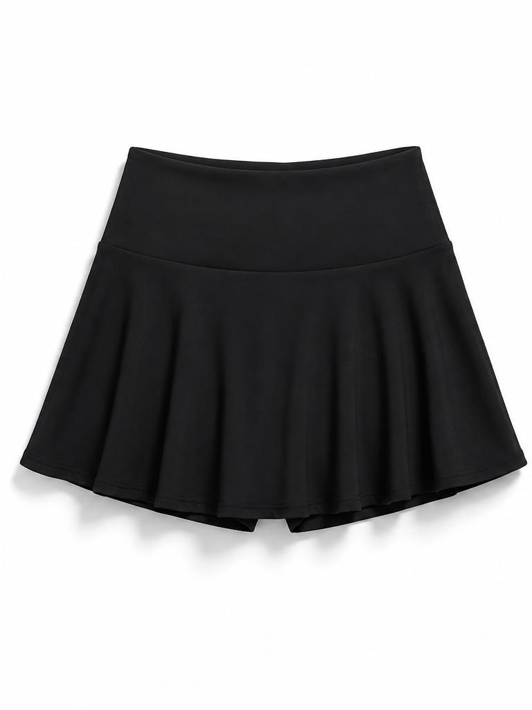 High-Waist Pleated Tennis Skirt - Black - Product Image 5