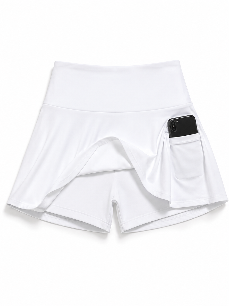 High-Waist Pleated Tennis Skirt - White - Product Image 9