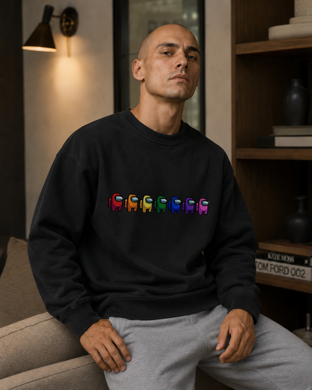 Space Crewmate Graphic Sweatshirt - Black - Product Image 1