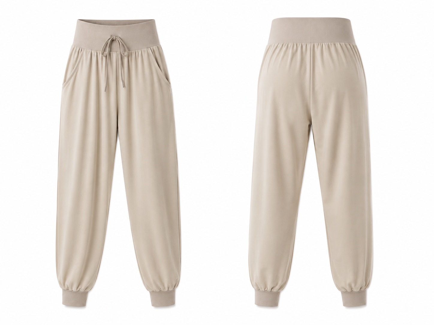 Women's Harem Yoga Pants with Pockets - Khaki - Product Image 5