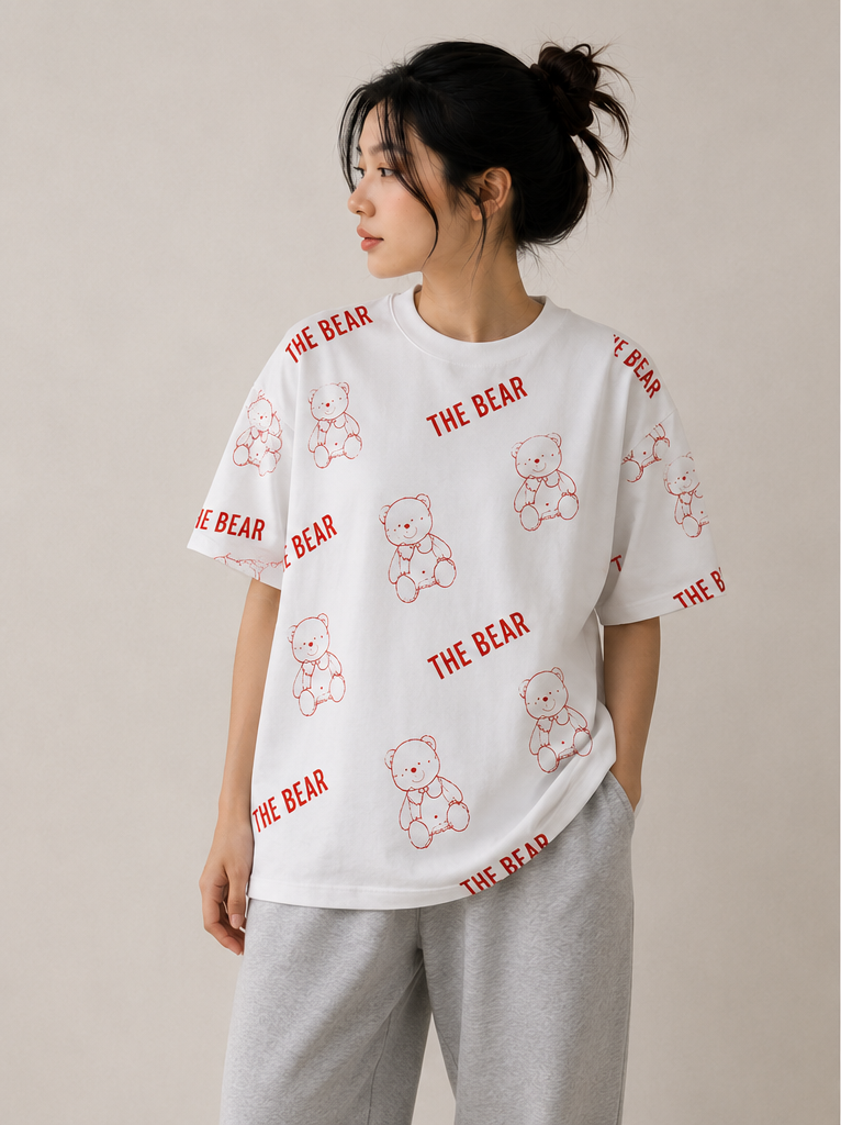 Men's Teddy Graphic Streetwear T-Shirt - White - Product Image 1