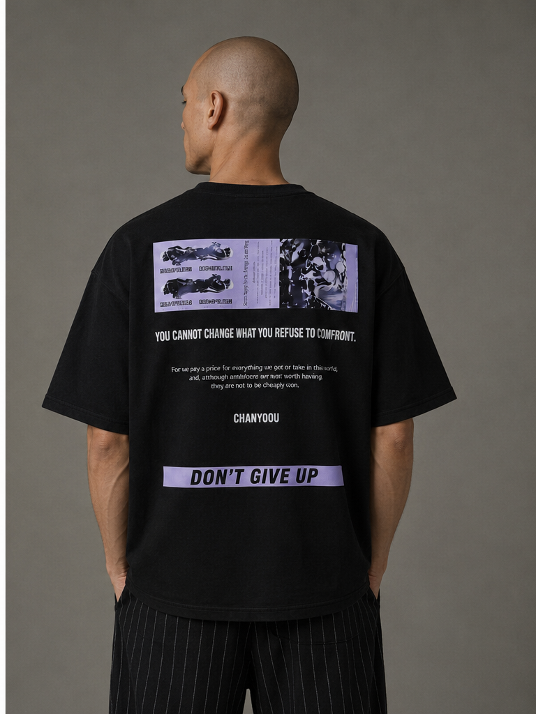 Urban Statement Streetwear Tee Black model back