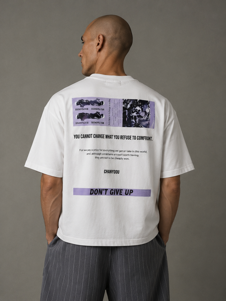 Urban Statement Streetwear Tee White model back