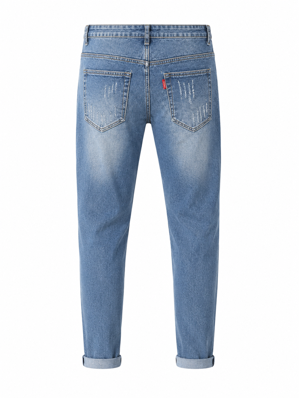 Men's Washed Ripped Cropped Jeans - Light Blue - Product Image 5