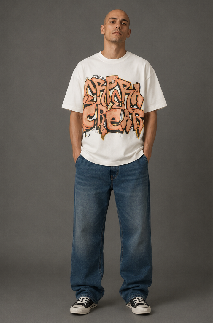 Men's Vintage Loose-Fit Crewneck T-Shirt - Black - Product Image 1