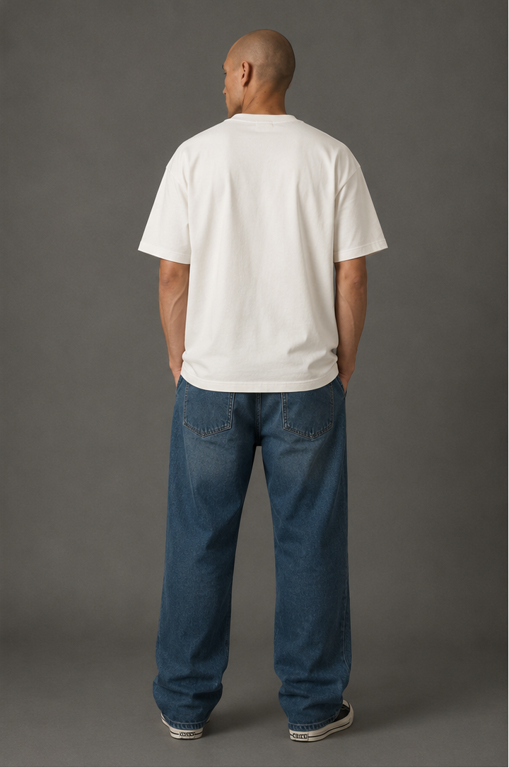 Men's Vintage Loose-Fit Crewneck T-Shirt - Black - Product Image 2
