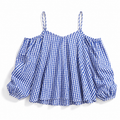 Women's Checkered Cold-Shoulder Top - Product Image 4