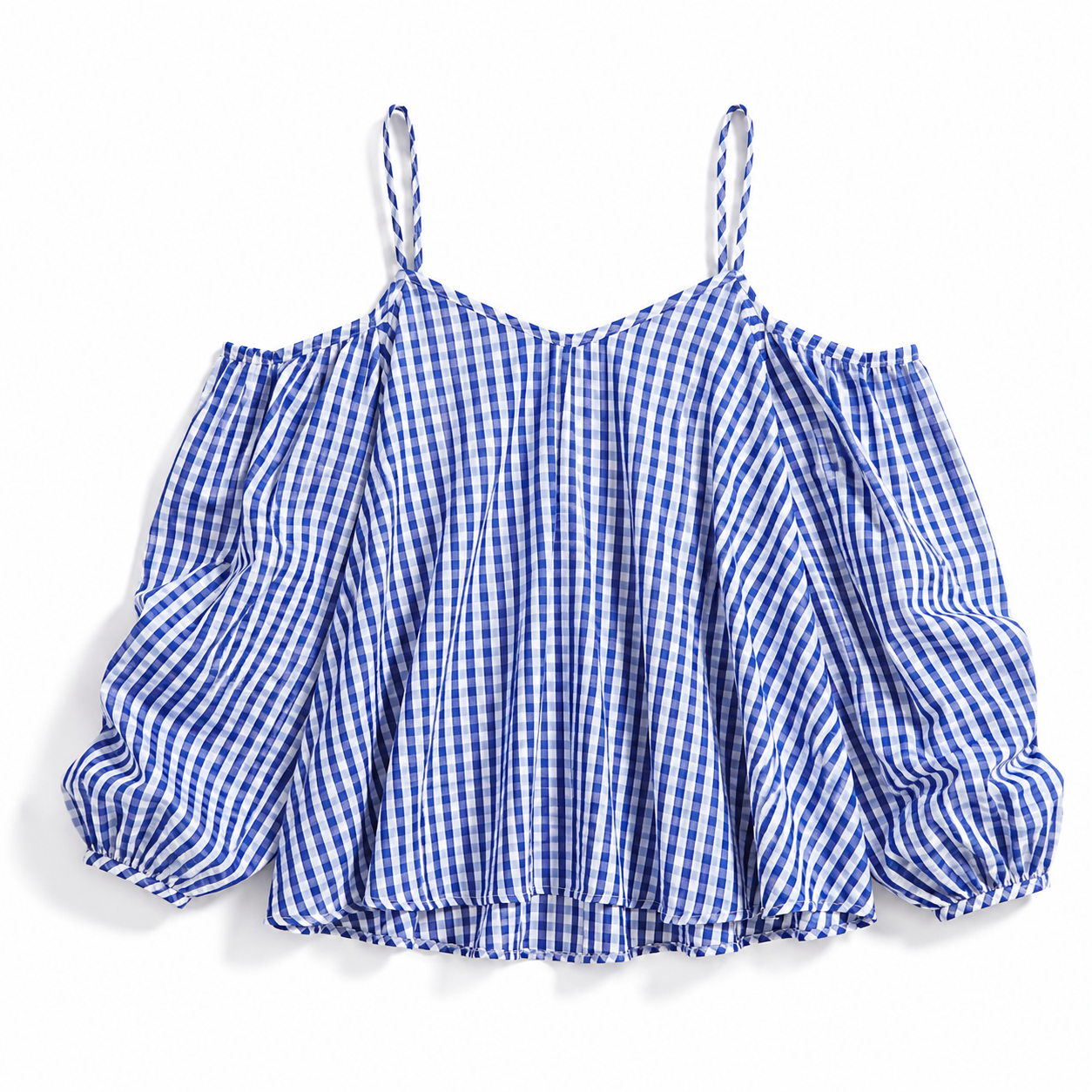 Women's Checkered Cold-Shoulder Top - Product Image 4