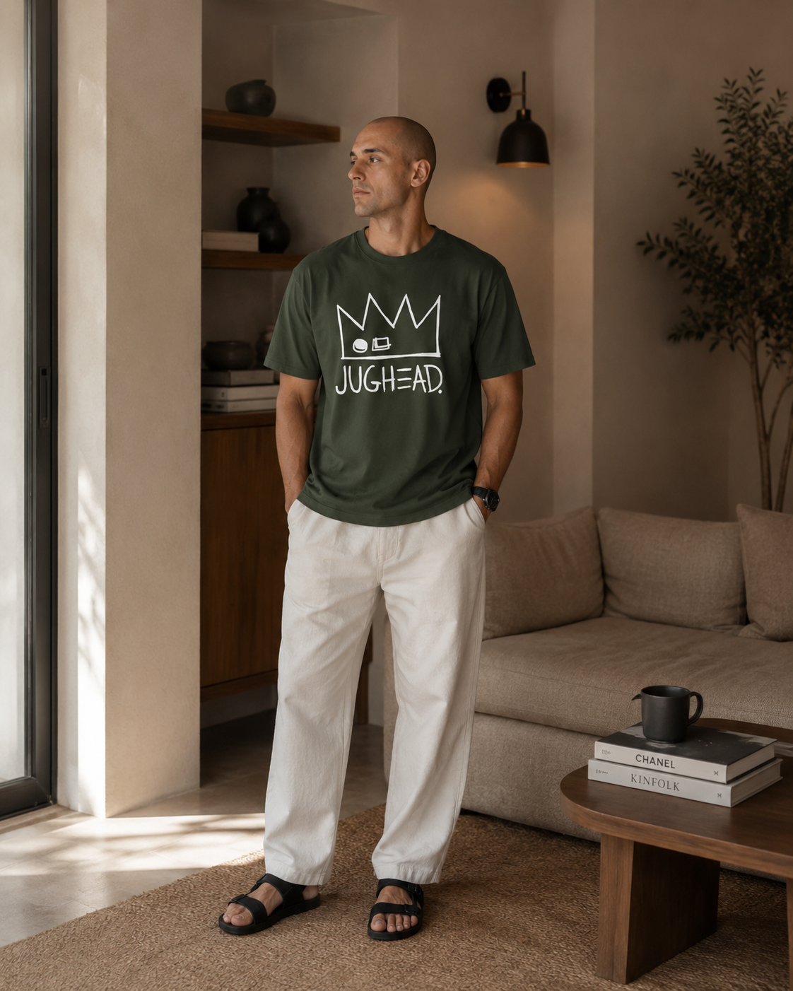 Men's Retro Comic Graphic T-Shirt - Armygreen - Product Image 1