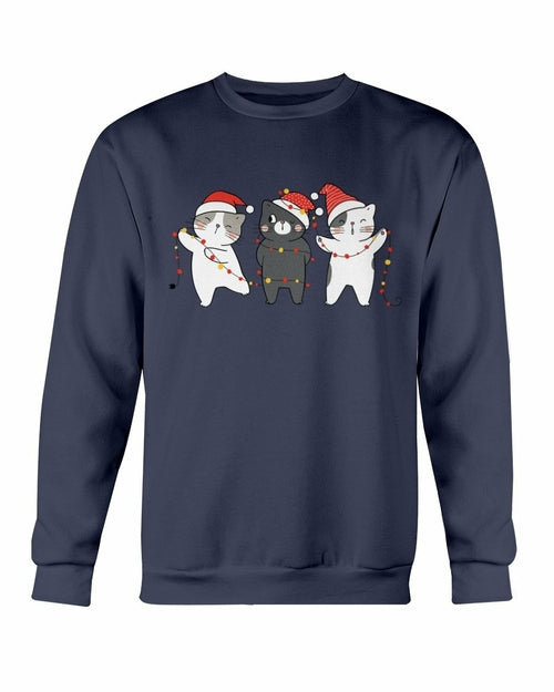 Cute Cats Christmas Crewneck Sweatshirt - Black - Product Image 3
