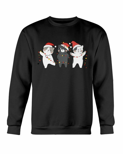 Cute Cats Christmas Crewneck Sweatshirt - Black - Product Image 7