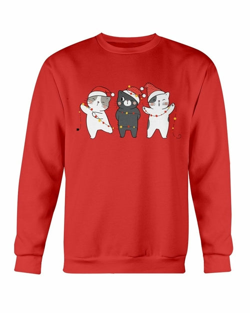 Cute Cats Christmas Crewneck Sweatshirt - Black - Product Image 4
